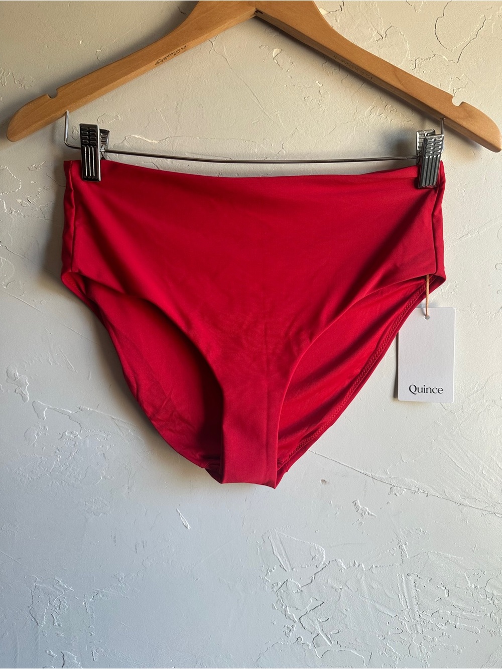 Quince Red High Rise Bikini Bottom Full Coverage Minimalist Resort Swimwear M